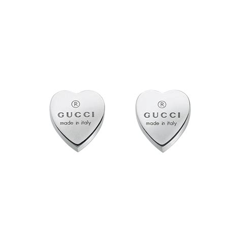 gucci silver earrings with heart motif|Gucci Sterling Silver Trademark Heart Earrings .